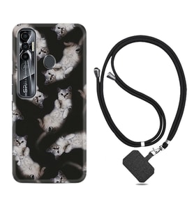 Tecno Spark 6 6 Go 8C 8 Pro 7 7 Pro Kılıf Boyun Askılı Silikon Sevimli Kedicikler 1785