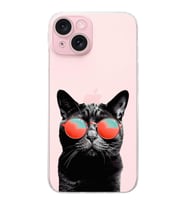 PrintiFy iPhone 15 ile Uyumlu Kedi 3 Kamera Korumalı Şeffaf Kılıf