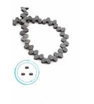 Hematit Doğal Taş Mat Gri Yassı Altıgen Kesim Çift Delik 8x8mm Dizi [AA]