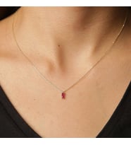Pembe Taşlı Baget Kolye (Altın)