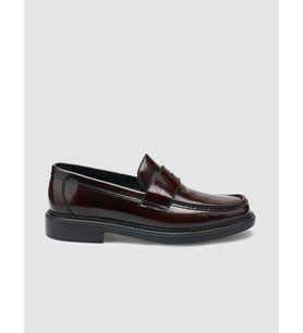 %100 Açma Hakiki Deri Bordo Erkek Loafer