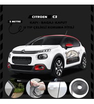 Citroen C3 Oto Araç Kapı Koruma Fitili 5metre Parlak Siyah Renk