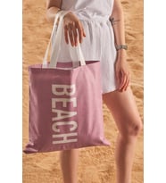 Beach Desen Baskılı Plaj Çantası (Lila)