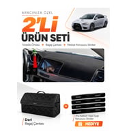 MITSUBISHI LANCER (2007-2015) Uyumlu Torpido Örtüsü + Deri Bagaj Çantası + Sticker Seti - Siyah