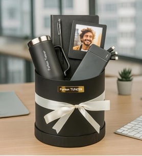 Kişiye Özel Fotoğraflı,Çerçeve,Defter,Kalem,Powerbank Ve Termos Premium Silindir Kutu Hediye Seti (STD)