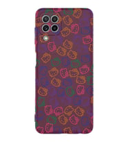 Samsung Galaxy M32 Uyumlu Lansman Kılıf Hello Kitty Tasarımlı İçi Kadife Kapak-Mürdüm (Şeffaf)
