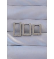 316L Çelik Gümüş Renk Dikdörtgen Küpe Seti (Karışık)