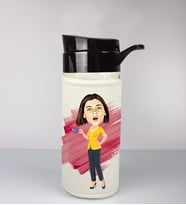 Kişiye Özel Karikatür Tasarım Özel Koruma Kılıflı Cam Matara 96121