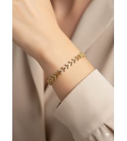 AKFECAN ÇELİK ZİRKON TAŞLI V BİLEKLİK (Altın Rengi)