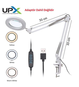 Upx Büyüteç 803L 5x 12w Led Aydınlatma 107 mm Cam Lens 5 Diopter Adaptör Dahil Değildir
