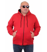 Starbattal Büyük Beden Unisex Kapüşonlu 3ip Sweat 11701 KIRMIZI