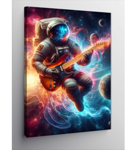 Kanvas Tablo Uzayda Gitar Çalan Astronot