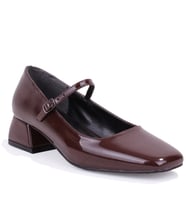 Dagoster DZA07-725101 Kahve Rugan 4 cm Kalın Topuklu Klasik Kadın Ayakkabı