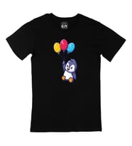 Balonlu Penguen Siyah Tişört