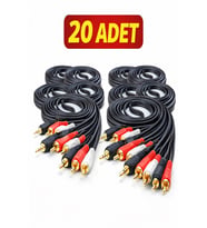 3.5mm AUX to 2 RCA Ses Kablosu 1.5m 20’li Paket Standart Ses Kablosu