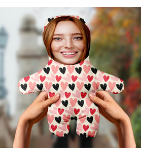 Motto Gift Sevgiliye Özel Kalpli Desenli Kişiye Özel Fotoğraflı Peluş Oyuncak 531040