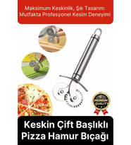 Premium Seri Paslanmaz Çelik Keskin Şekillendirici Kesici Çift Başlıklı Pizza Mantı Hamur Bıçağı