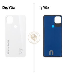 General Mobile Gm 22 Beyaz Arka Kapak Arka Cam Batarya Kapağı Lazer Kesim Kapak Pil Kapağı Back Cover