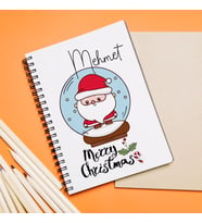 Mutlu Yıllar & Merry Christmas & Yılbaşı & Noel Baba Tasarımlı Defter Kişiye Özel