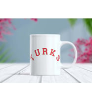 TURKS Yazılı Kolej Tarzı Kırmızı Beyaz Kupa Bardak