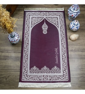 İsminizi Seccadeye Nakşediyoruz İsme Özel Hediyelik Rumi Desen Seccade - Mor 70x128 cm - 364 gr