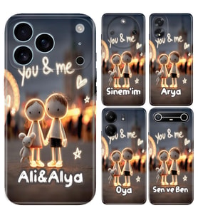 iPhone 7 8 SE 11 12 13 14 15 16 16E 17E Pro Max Plus Air Mini Kılıf YeniSeri Kişiye Özel İsim Yazılı Silikon Kapak You And Me