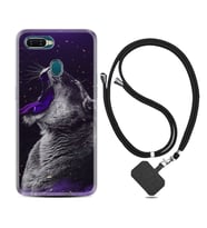 Oppo A5S A15 A16 A54 A55 A73 A74 Kılıf Boyun Askılı Silikon Purple Leopar 1750
