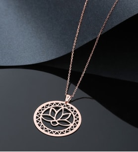 Lotus Yaşam Çiçeği Gümüş Rose Kolye