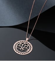Lotus Yaşam Çiçeği Gümüş Rose Kolye