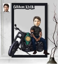 Kişiye Özel 3D  Ahşap Tablo Motorcu Erkek 30x40 -7