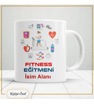 Fitness Eğitmenlerine Özel İsim Yazılabilir Kupa Bardak – Kişiye Özel Meslek Temalı Hediye-126