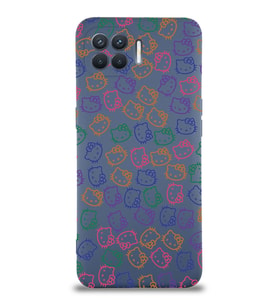 Oppo Reno 4 Lite Uyumlu Lansman Kılıf Hello Kitty Tasarımlı İçi Kadife Kapak-Petrol Mavisi (Şeffaf)
