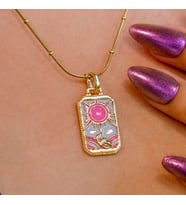 14 AYAR ALTIN KAPLAMA THE SUN (PEMBE GÜNEŞ) TAROT KOLYE (Altın)