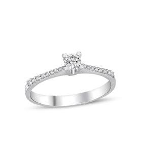 0.25 Karat Pırlanta Tektaş Yüzük - G H VS - Klasik Kolu Taşlı