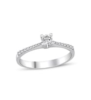 0.25 Karat Pırlanta Tektaş Yüzük - G H VS - Klasik Kolu Taşlı
