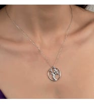 Swarovski Taşlı Gümüş Hayat Ağacı Bayan Kolye