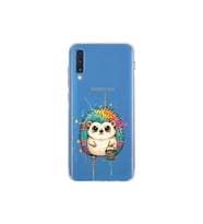 Samsung Galaxy A70 ile Uyumlu Splash Kirpi Tasarımlı Şeffaf Silikon Kılıf