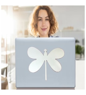DEFTER STİCKER,LAPTOP STİCKER  AYNALI  KELEBEK ŞEKİLLİ 20X13X0,6CM