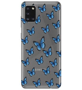 Samsung Galaxy A31 Uyumlu Kelebek Desenli Şeffaf Telefon Kılıfı