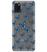 Samsung Galaxy A31 Uyumlu Kelebek Desenli Şeffaf Telefon Kılıfı