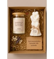 Romantik Mum Hediye Kutusu – Aşkın Işığında El Yapımı Set