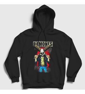 Presmono Unisex Siyah Gabba Ramones Kapüşonlu Sweatshirt 169583tt