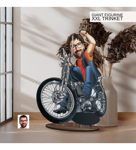 BK Gift Kişiye Özel Erkek Motorcu Karikatürlü Büyük Boy Ahşap Biblo-5, Arkadaşa Hediye , Sevgiliye Hediye, Kişiye Özel Biblolar