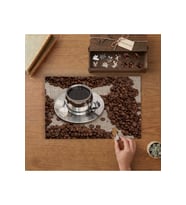 Kahve Fincanı ve Kahve Çekirdekleri Tasarımı 240 parça Ahşap Puzzle Ahşap Kutuda MP01762