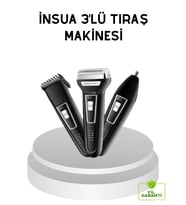 İnsua 3 Başlıklı Profesyonel Tıraş Makinesi – Sıfır Kesim, Hassas Başlık, Güçlü Motor