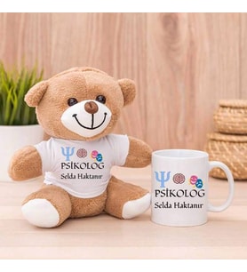 Psikologa Hediye Peluş Ayıcık ve Kupa Bardak (Model 1)