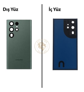 Samsung S22 Ultra Yeşil Arka Pil Kapağı Batarya Kapağı Lazer Kesim Back Cover