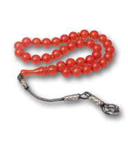 Gümüş Kazaz Püsküllü Sıkma Kehribar Tesbih
