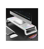 RGB Işıklı Laptop Sehpası ve Mönitör Standı, 4 USB Hub, Telefon Tutuculu
