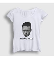Presmono Kadın Beyaz Living Kills Albert Camus T-Shirt 554077tt